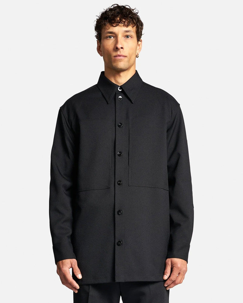JIL SANDER - V-Collar Shirt Black Jil Sander Navy black cotton
