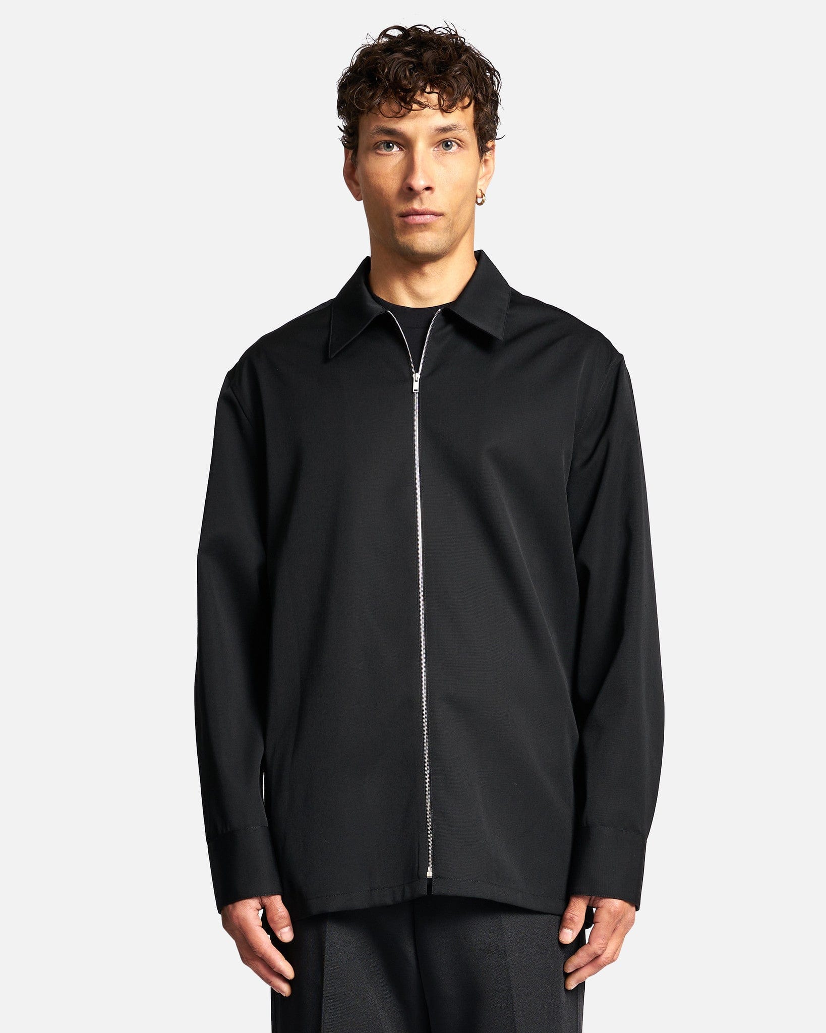 Jil Sander Men's Shirts Relaxed Fit Zip Shirt in Black