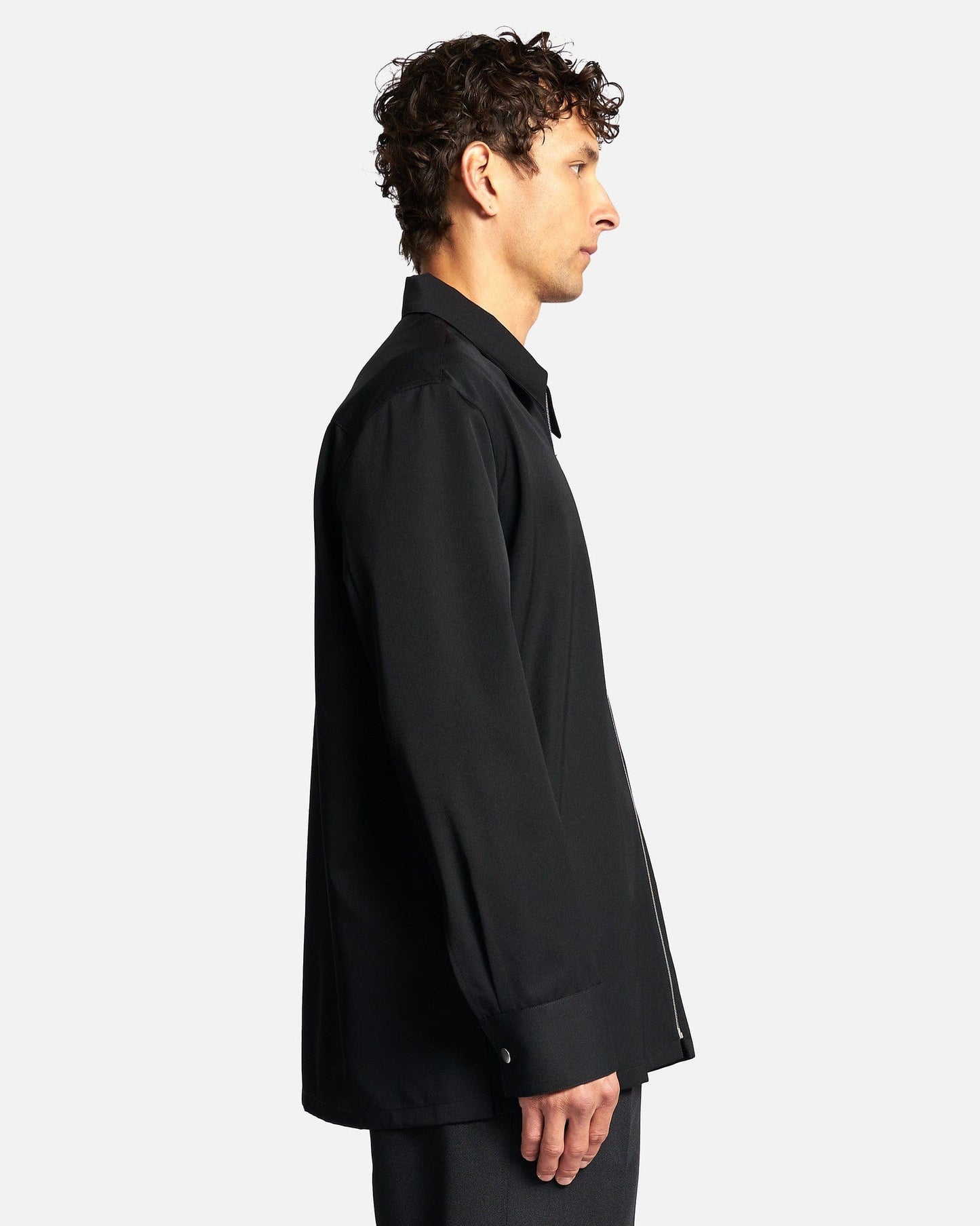 Jil Sander Men's Shirts Relaxed Fit Zip Shirt in Black