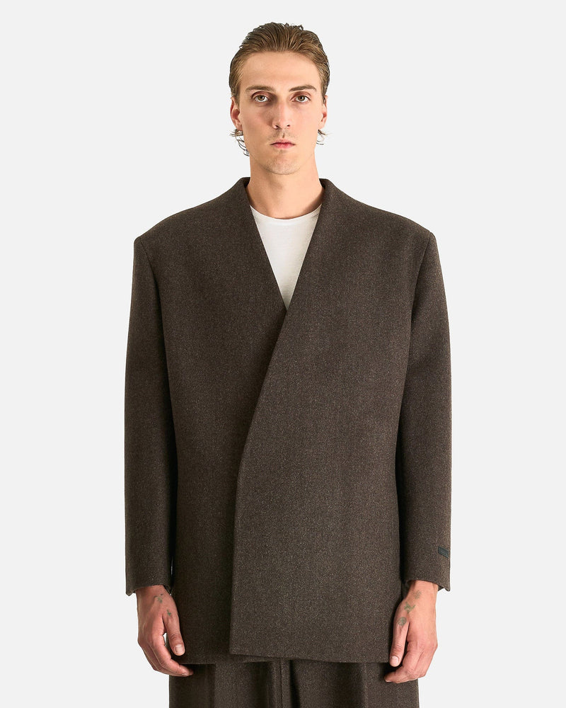 Fear of God Men's Jackets Relaxed Lapelless Blazer in Melange Mocha