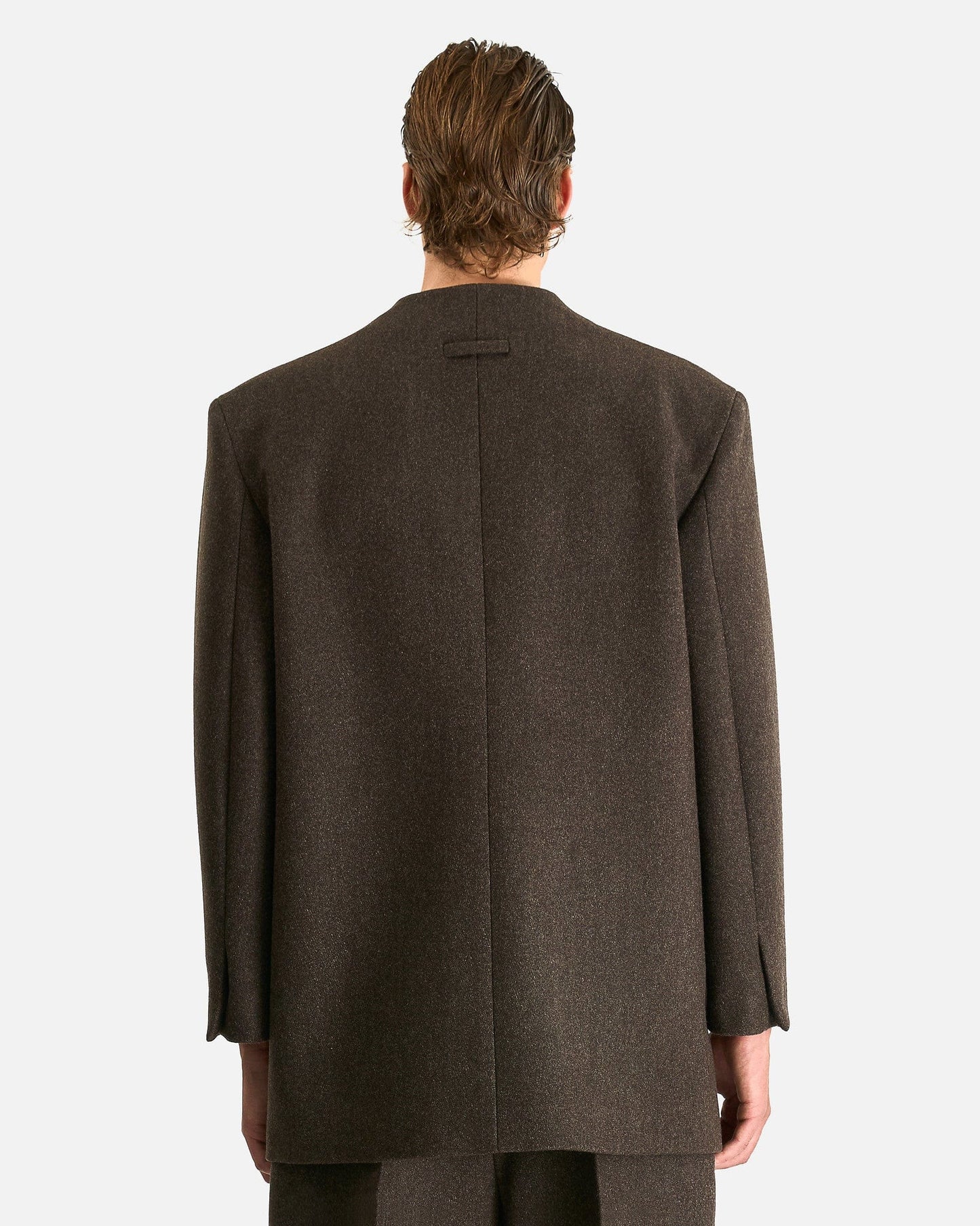 Fear of God Men's Jackets Relaxed Lapelless Blazer in Melange Mocha