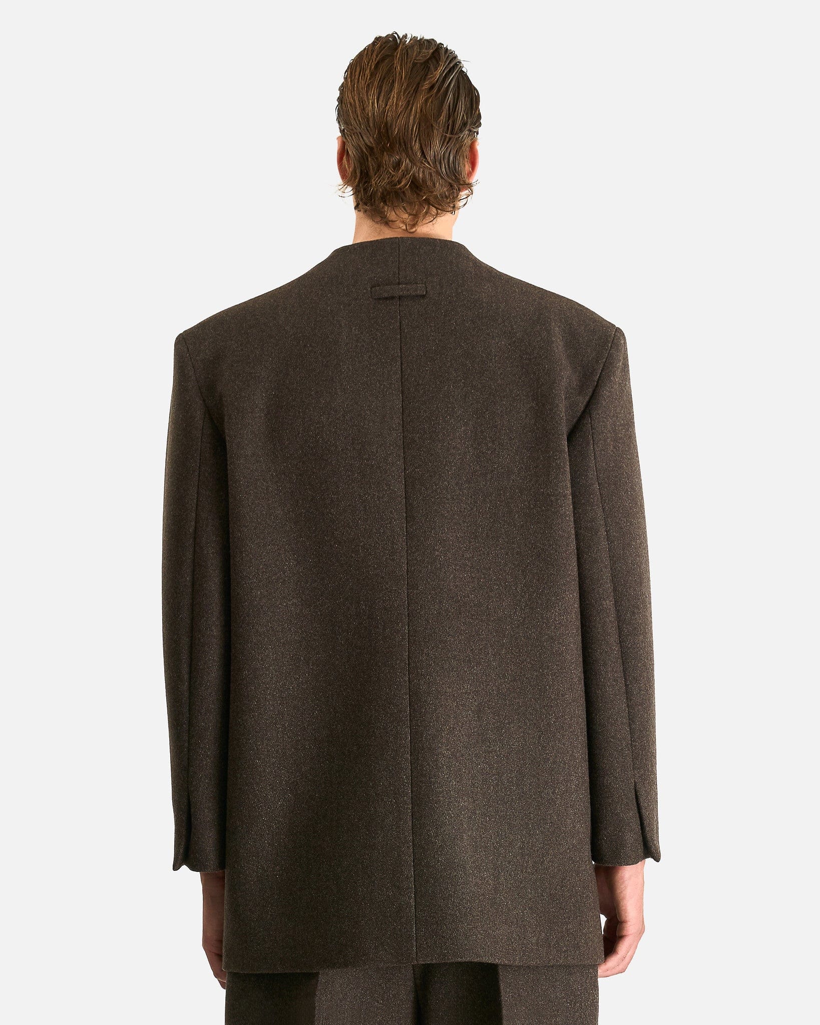 Fear of God Men's Jackets Relaxed Lapelless Blazer in Melange Mocha
