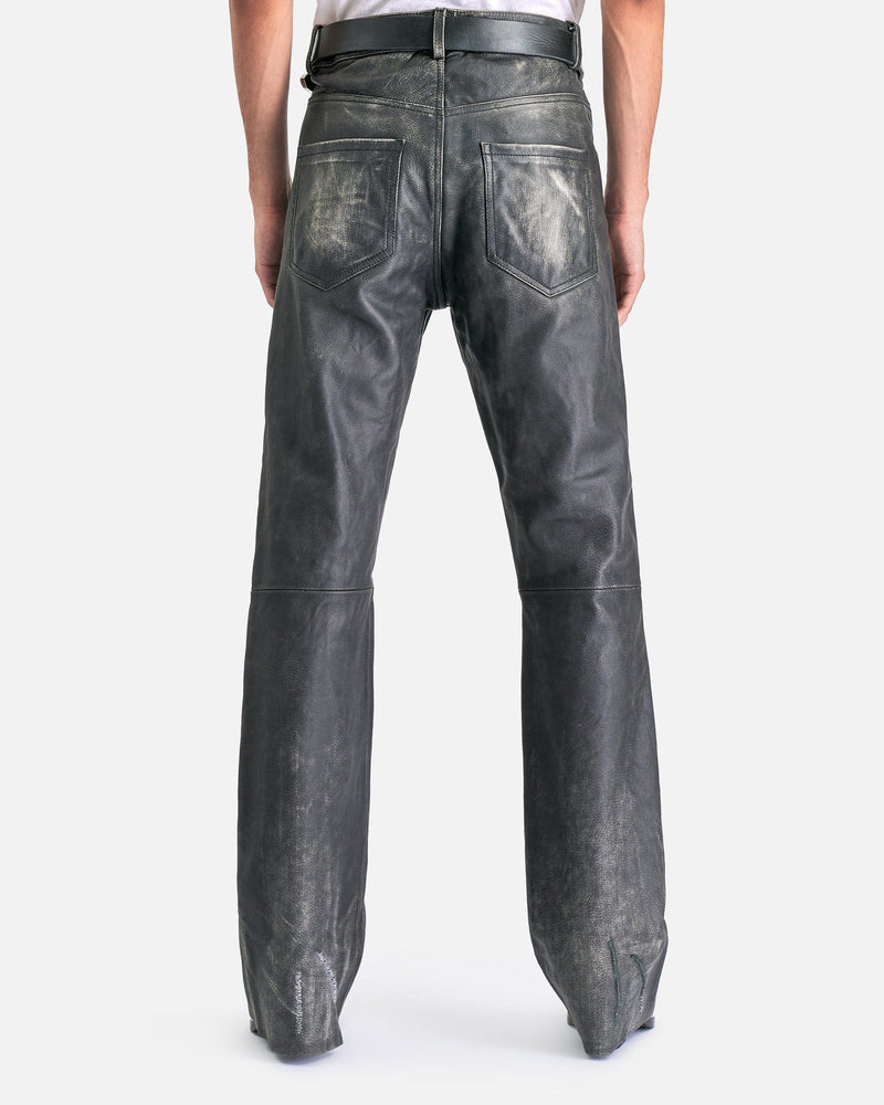 Enfants Riches Deprimes Men's Pants Repaired Leather Flare Jeans in Worn Black