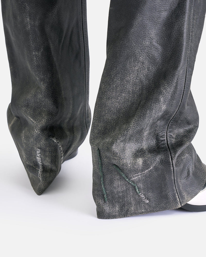 Enfants Riches Deprimes Men's Pants Repaired Leather Flare Jeans in Worn Black