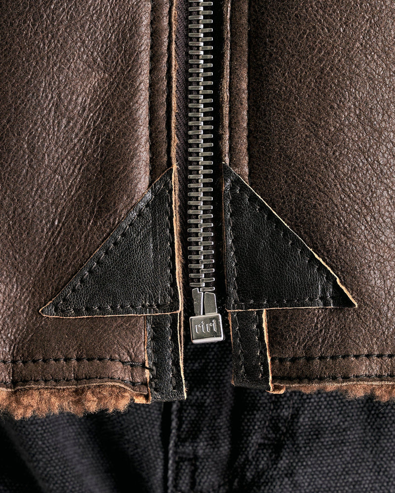 Our Legacy Men's Coat Reversible Shearling Vest in Rustic Grain Brown Shearling