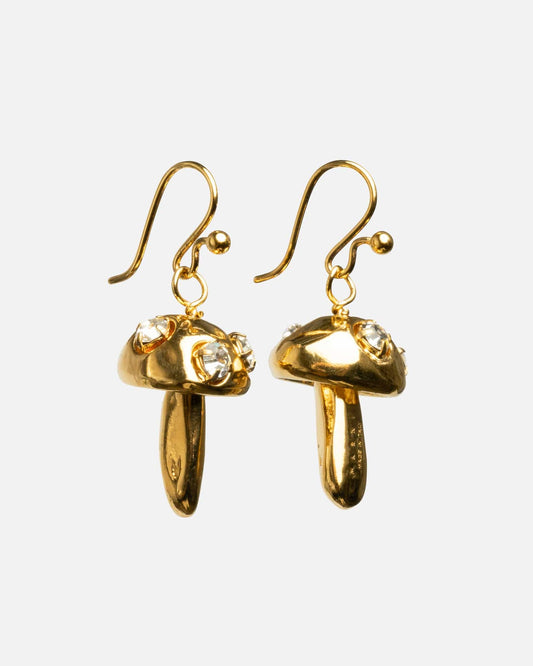 Marni Jewelry O/S Rhinestone Mushroom Earrings in Gold