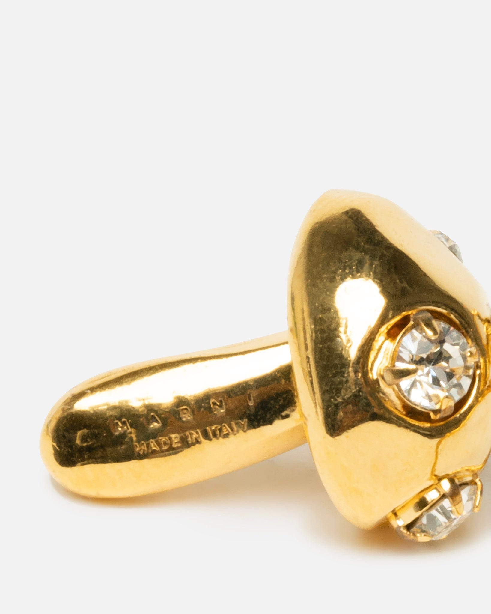 Marni Jewelry O/S Rhinestone Mushroom Earrings in Gold