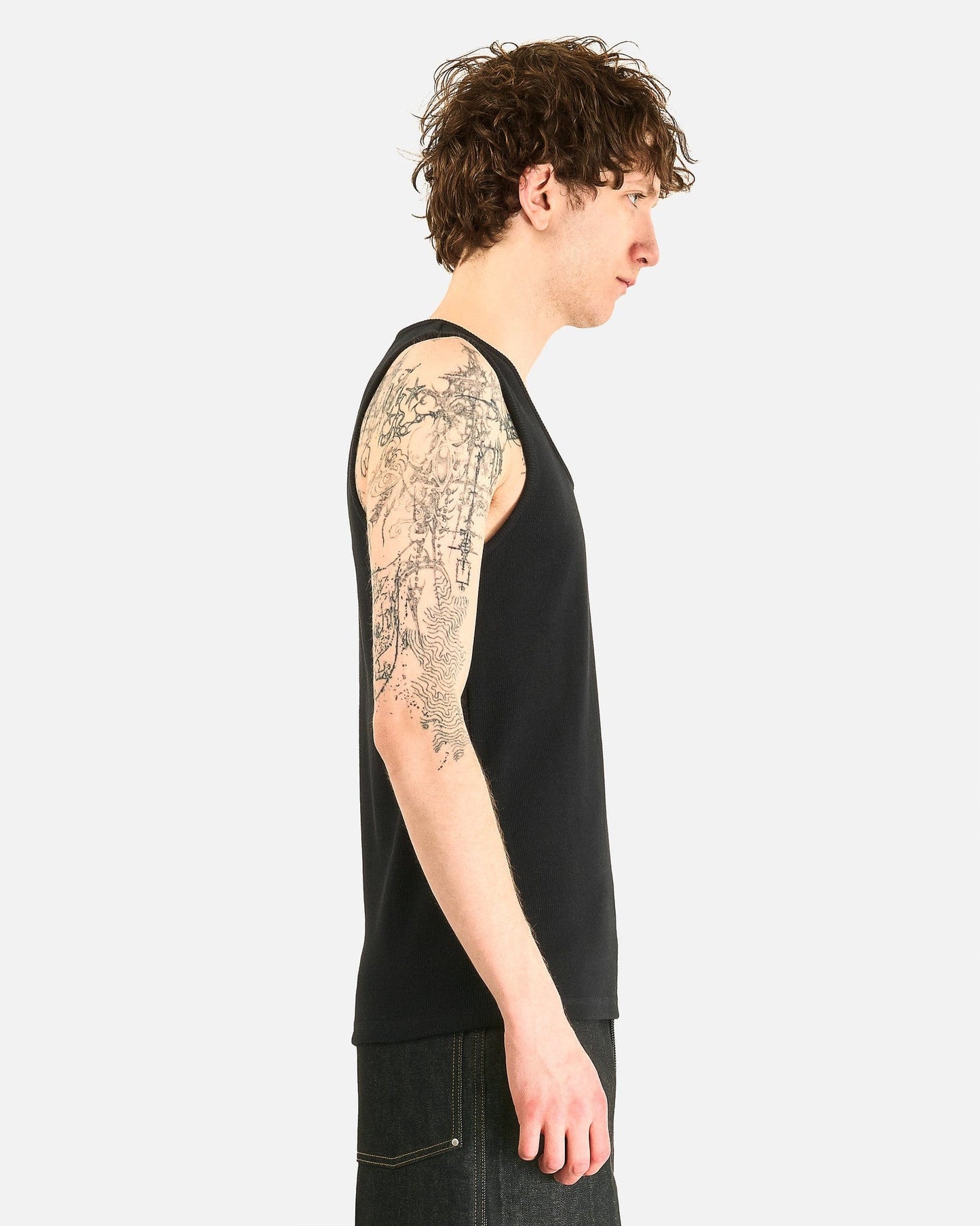 LEMAIRE Men's Tops Rib Tank Top in Black