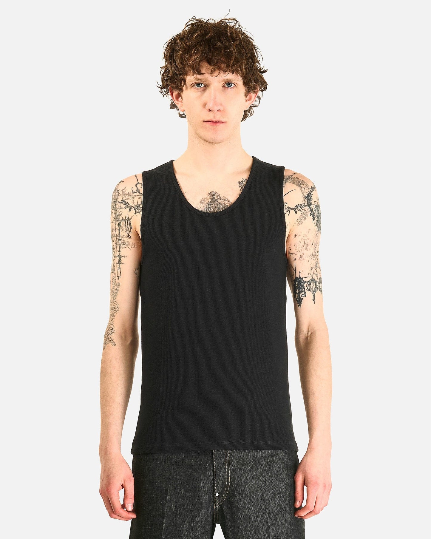 LEMAIRE Men's Tops Rib Tank Top in Black