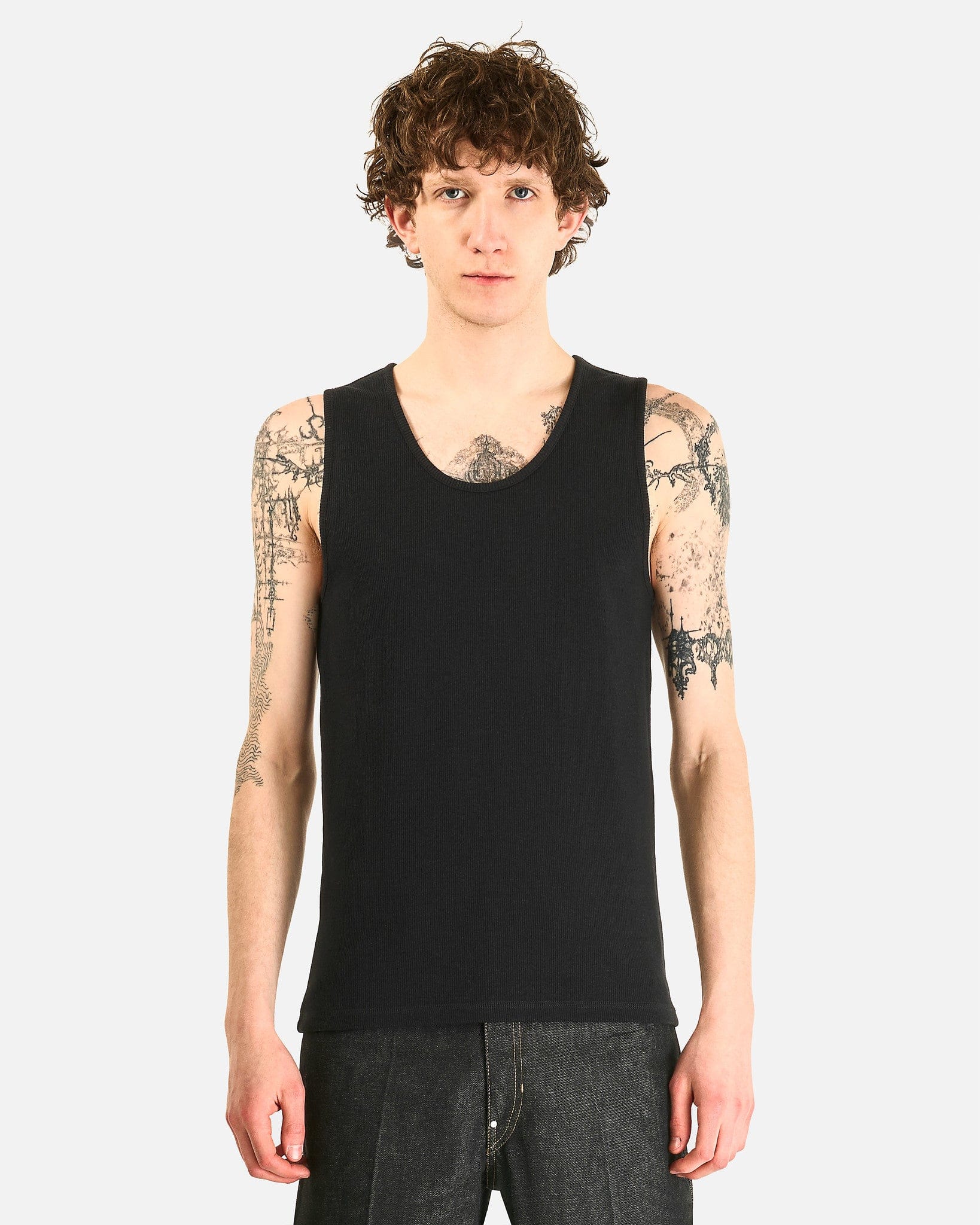 LEMAIRE Men's Tops Rib Tank Top in Black