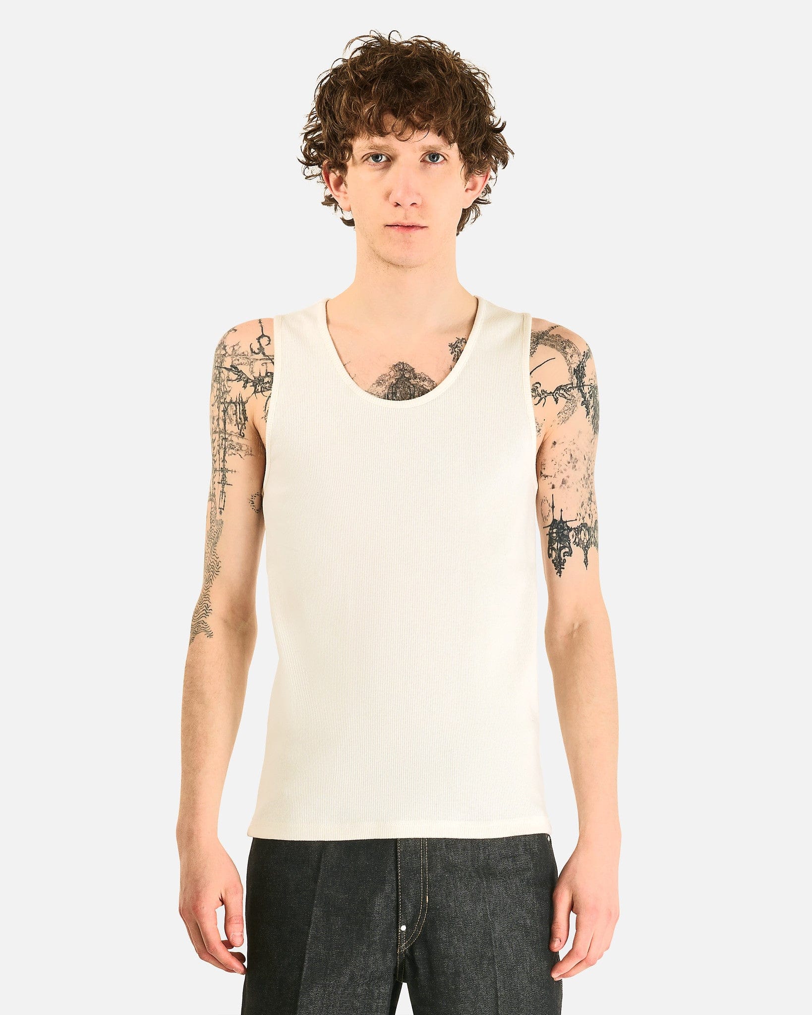 LEMAIRE Men's Tops Rib Tank Top in Milk