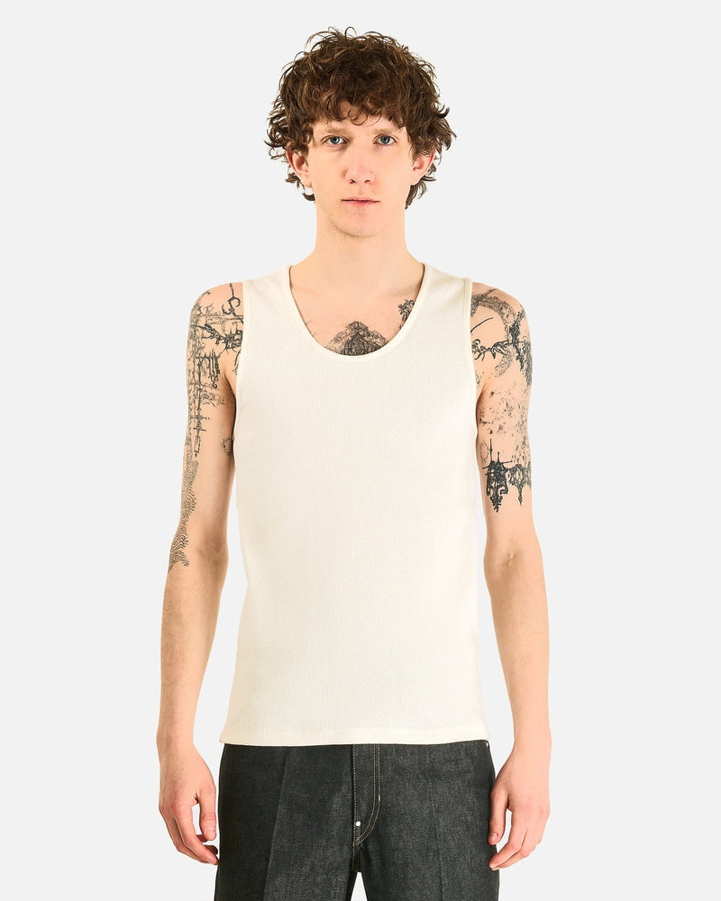 LEMAIRE Men's Tops Rib Tank Top in Milk