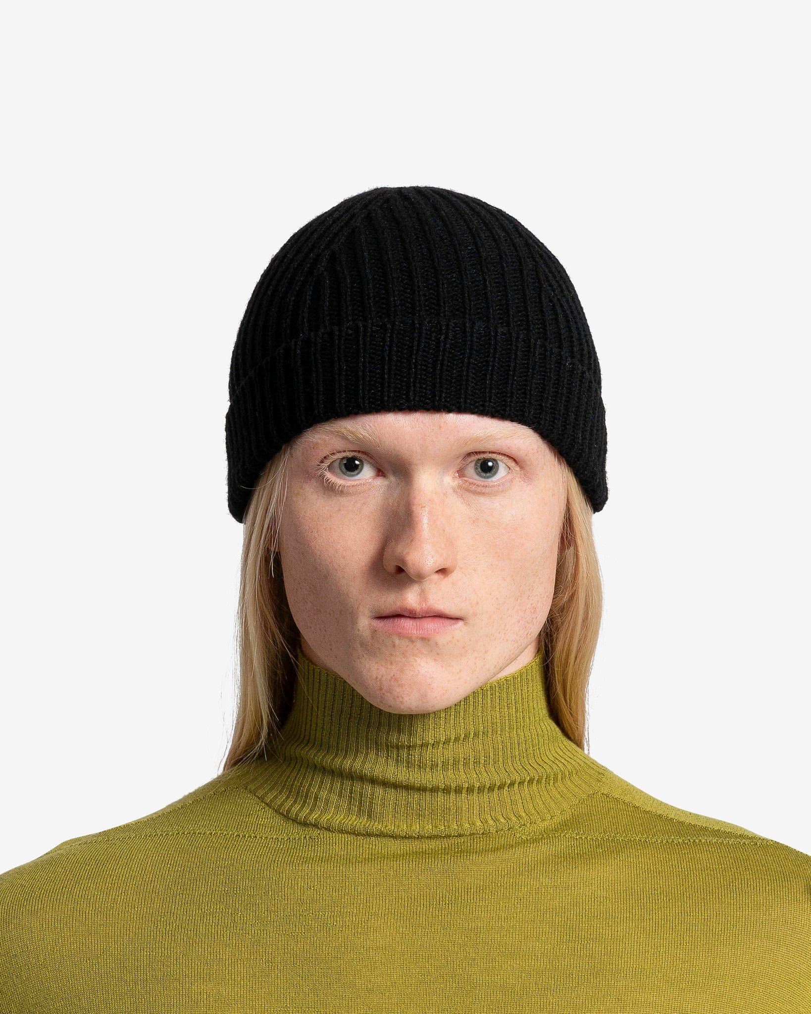 Rick Owens Men's Hats O/S Ribbed Beanie in Black