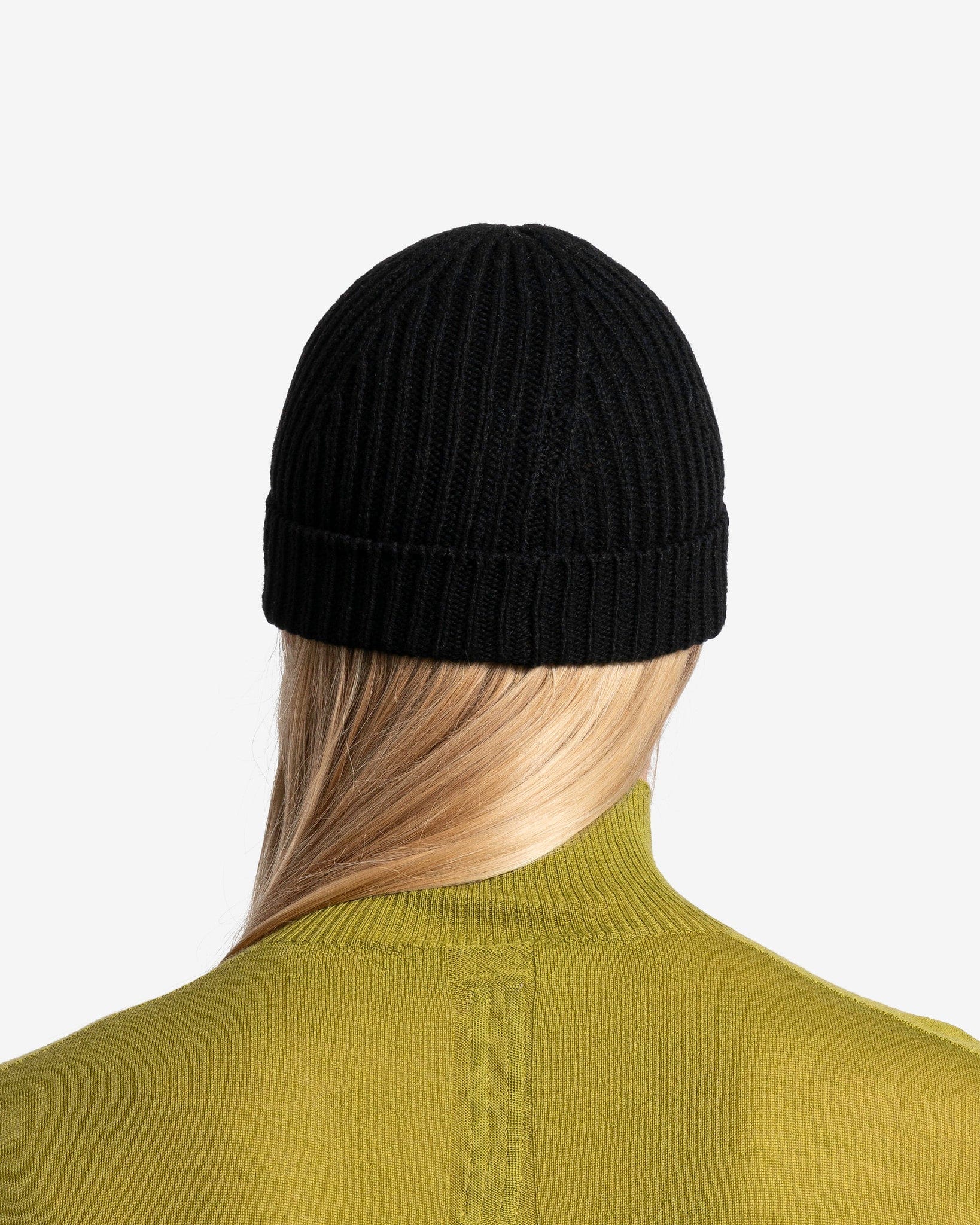 Rick Owens Men's Hats O/S Ribbed Beanie in Black