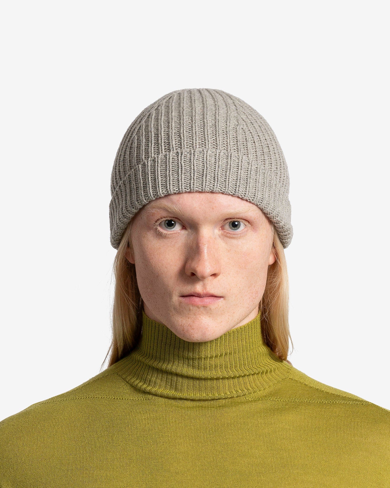 Rick Owens Men's Hats O/S Ribbed Beanie in Pearl