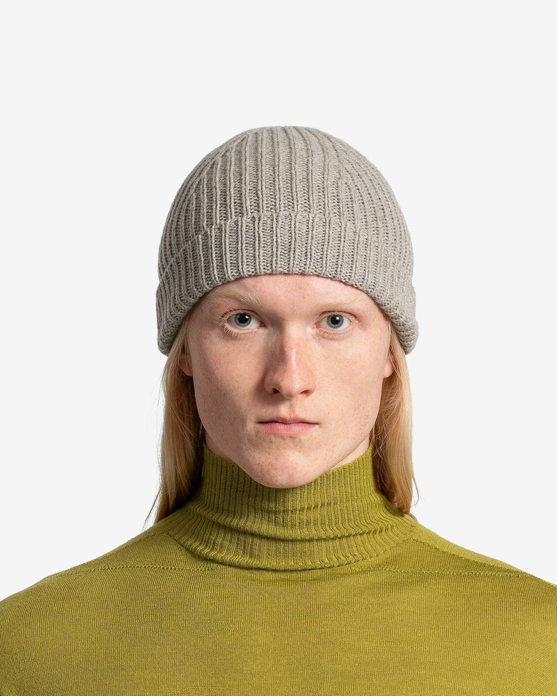 Rick Owens Men's Hats O/S Ribbed Beanie in Pearl