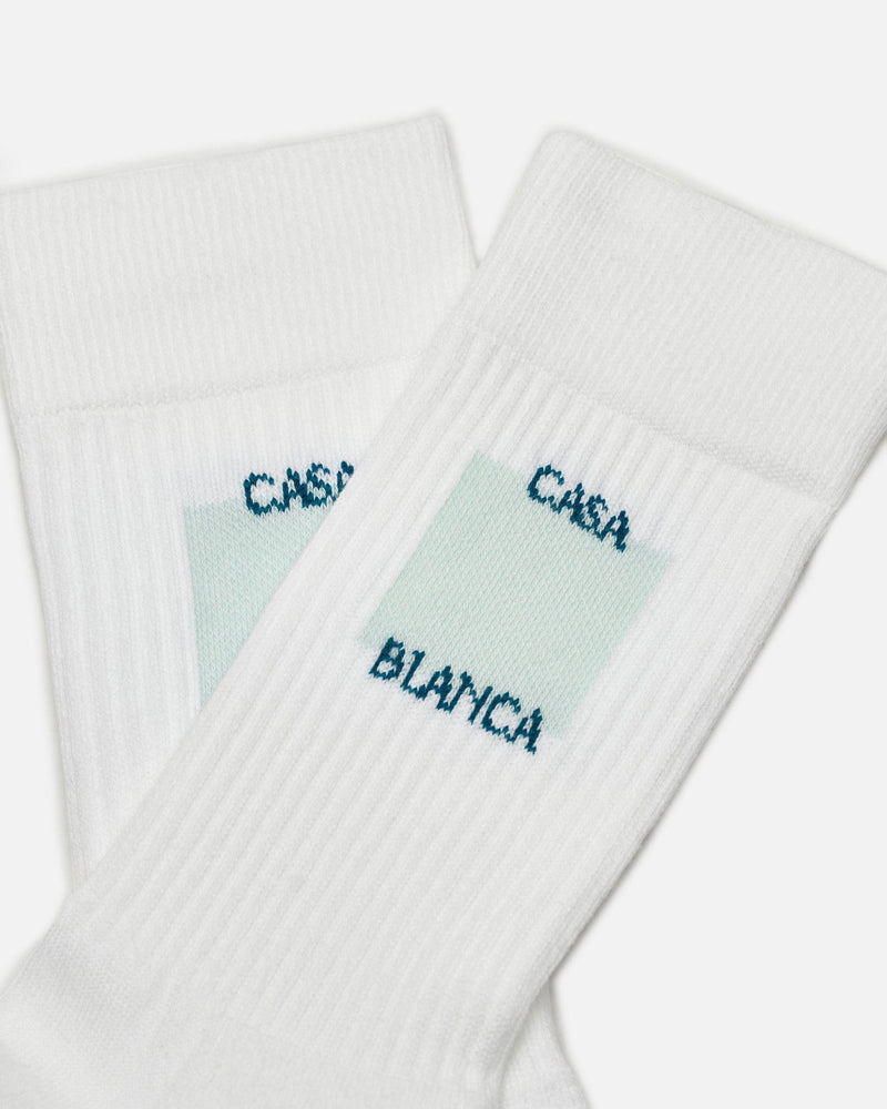 Casablanca Men's Socks Ribbed Sport Sock in Casa Logo Misty Jade