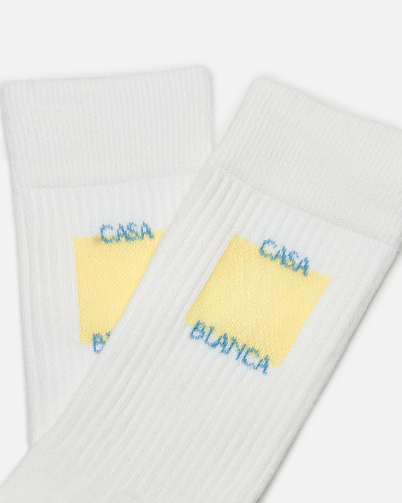Casablanca Men's Socks Ribbed Sport Sock in Casa Logo Yellow