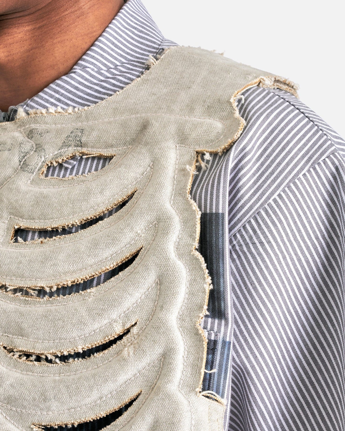 Satoshi Nakamoto Men's Jackets OS Ribcage Moto Vest in Beige