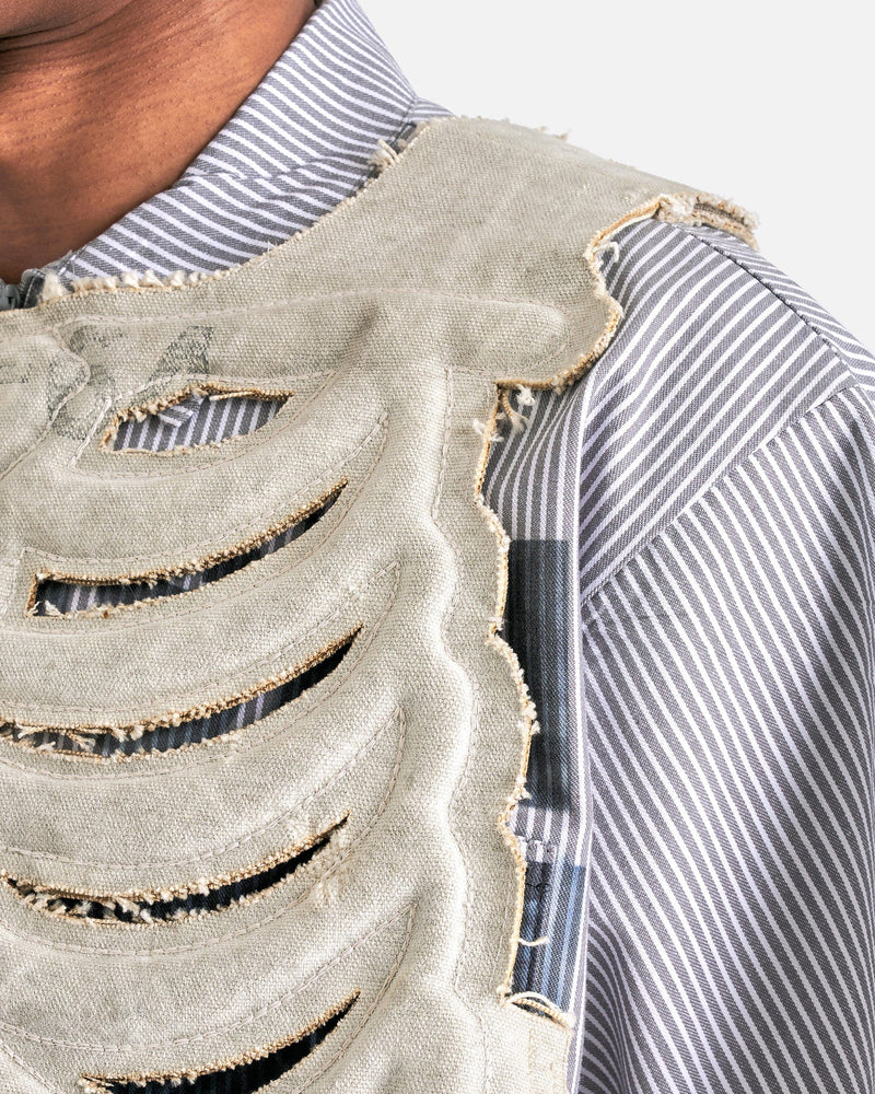 Satoshi Nakamoto Men's Jackets OS Ribcage Moto Vest in Beige