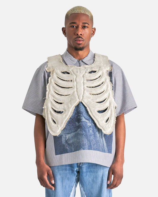 Satoshi Nakamoto Men's Jackets OS Ribcage Moto Vest in Beige