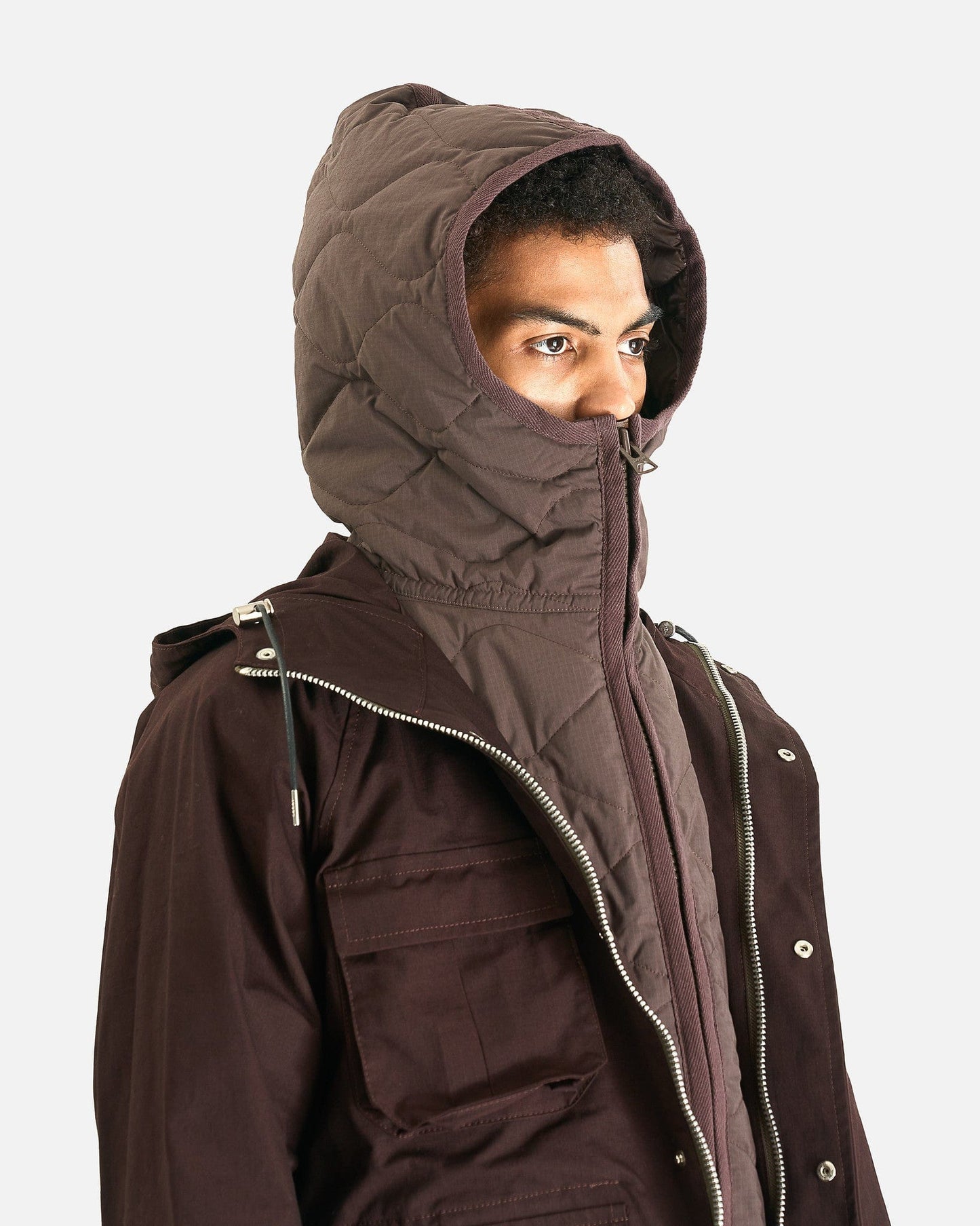 Sacai Men's Coat Rip Stop Blouson in Brown