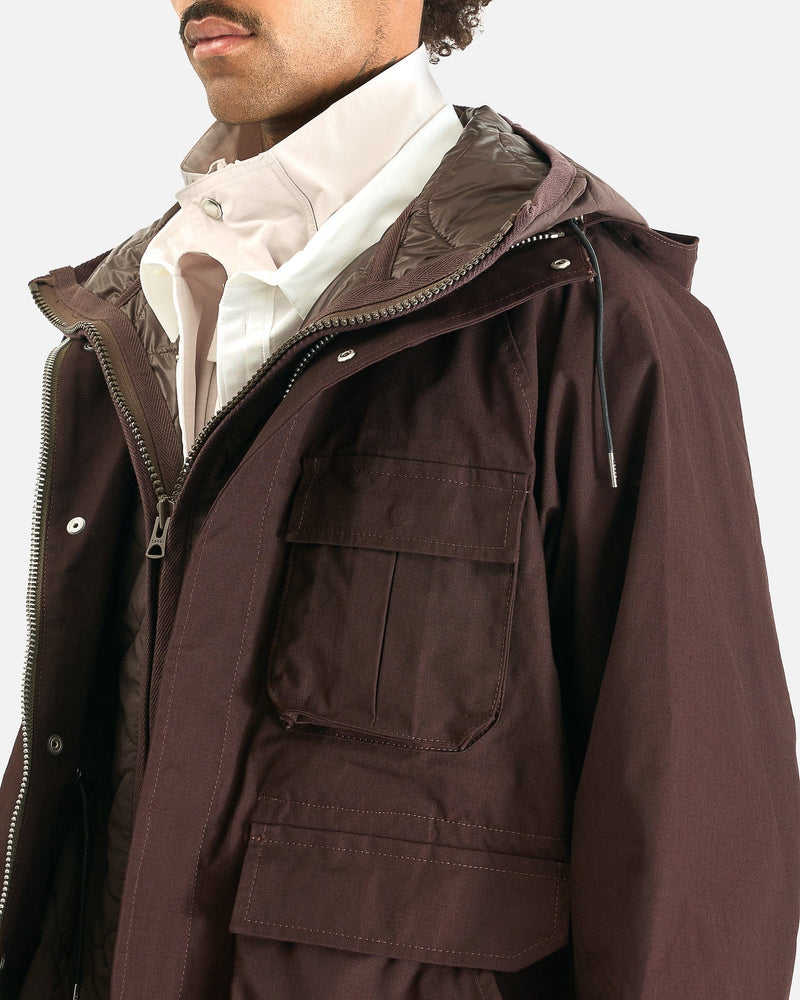 Sacai Men's Coat Rip Stop Blouson in Brown