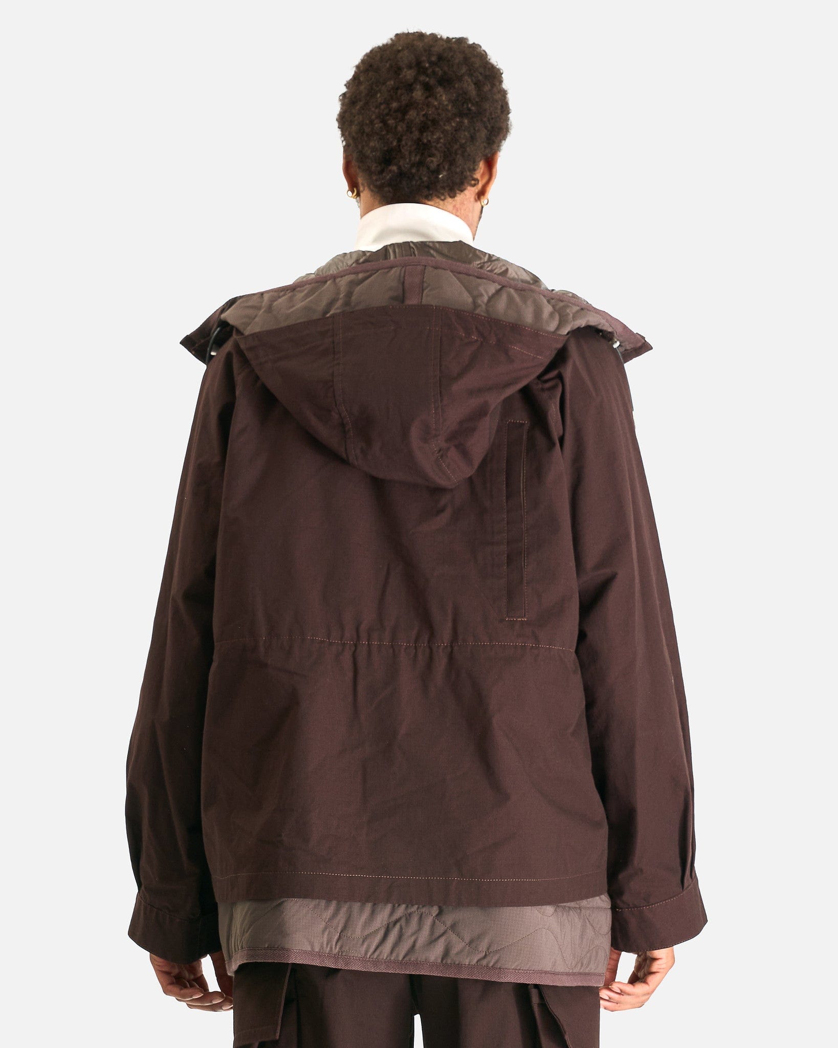 Sacai Men's Coat Rip Stop Blouson in Brown