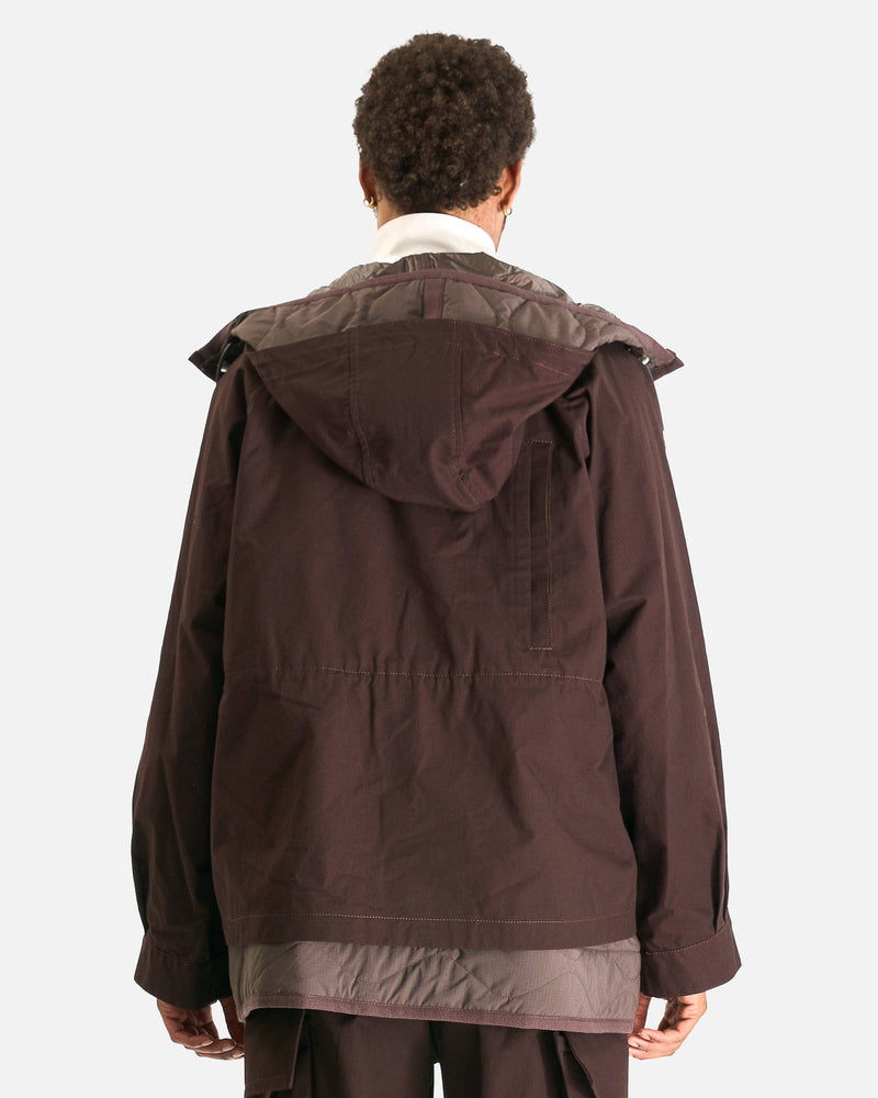 Sacai Men's Coat Rip Stop Blouson in Brown