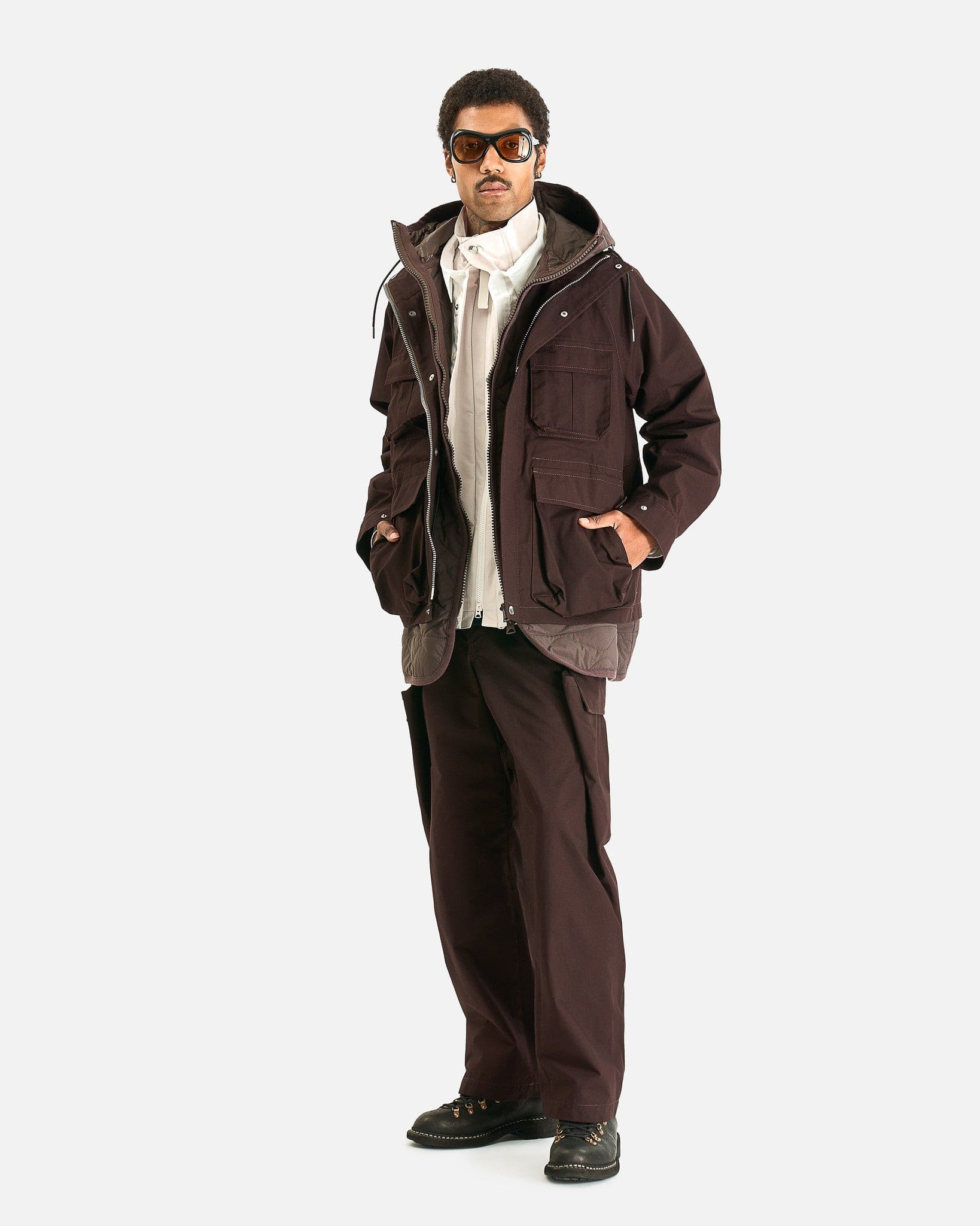 Sacai Men's Pants Rip Stop Pants in Brown