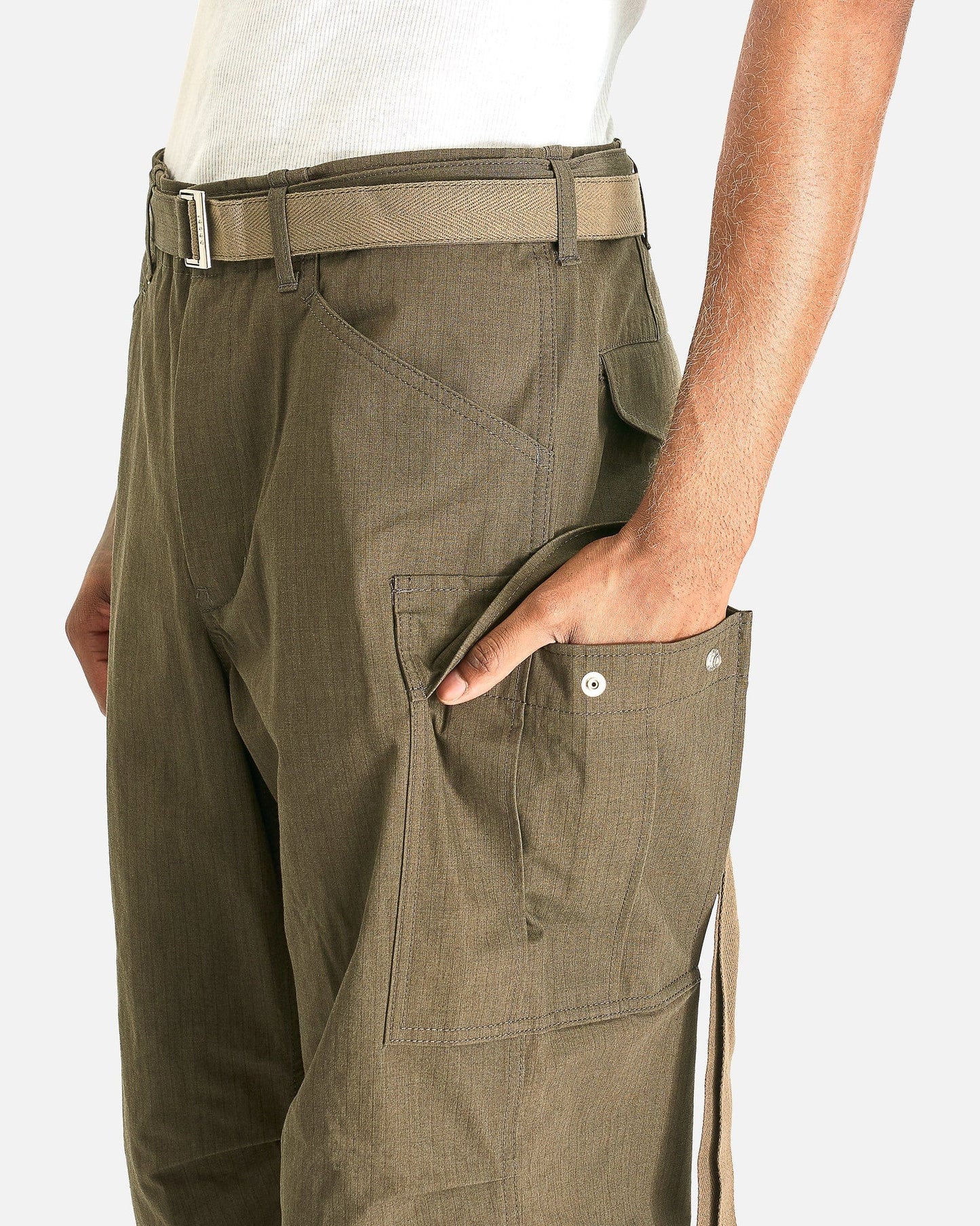 Sacai Men's Pants Rip Stop Pants in Khaki
