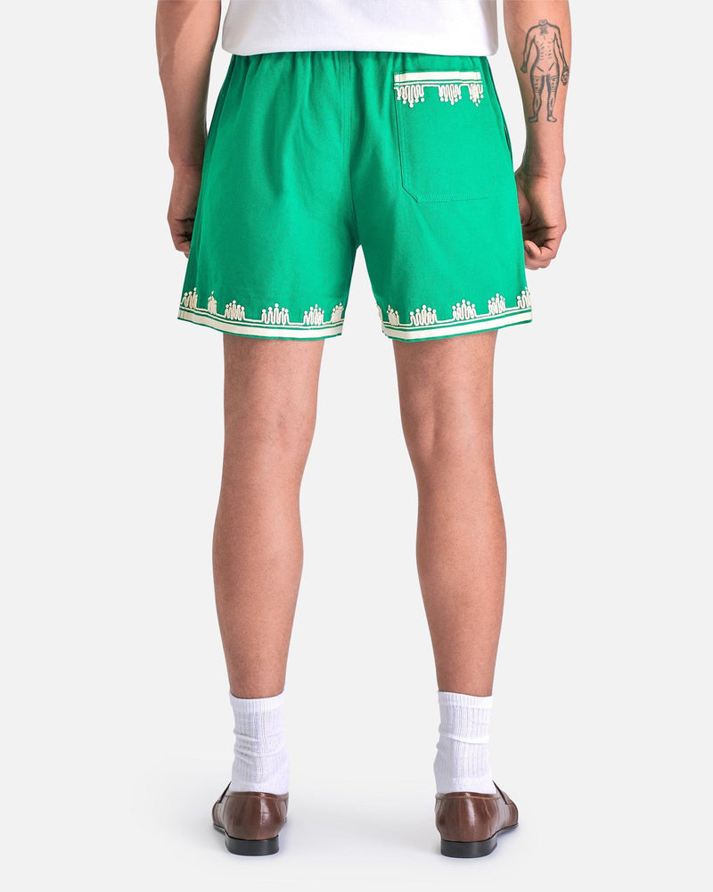 Bode Men's Shorts Ripple Applique Short in Ecru Green