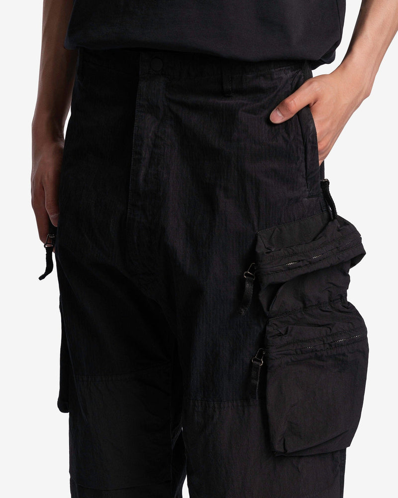 Nemen Men's Pants Rise Multipocket Parachute Pants in Ink Black