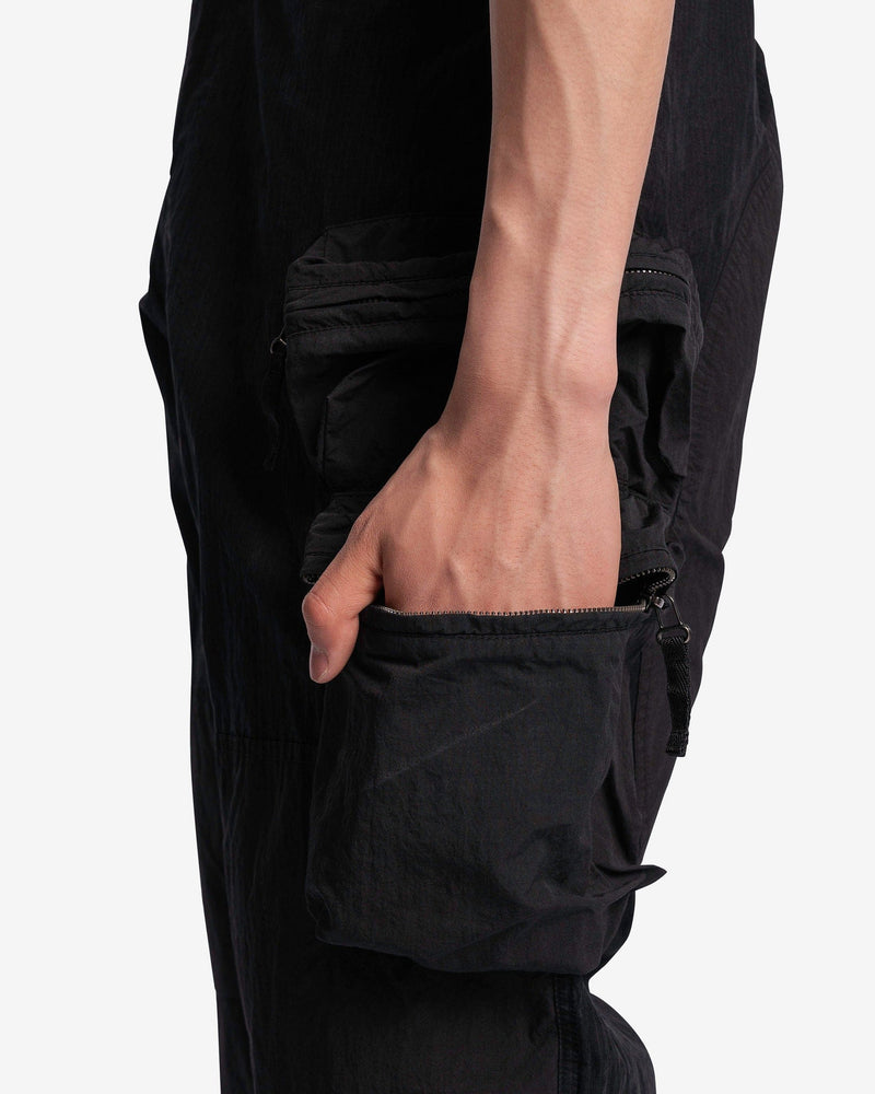 Nemen Men's Pants Rise Multipocket Parachute Pants in Ink Black