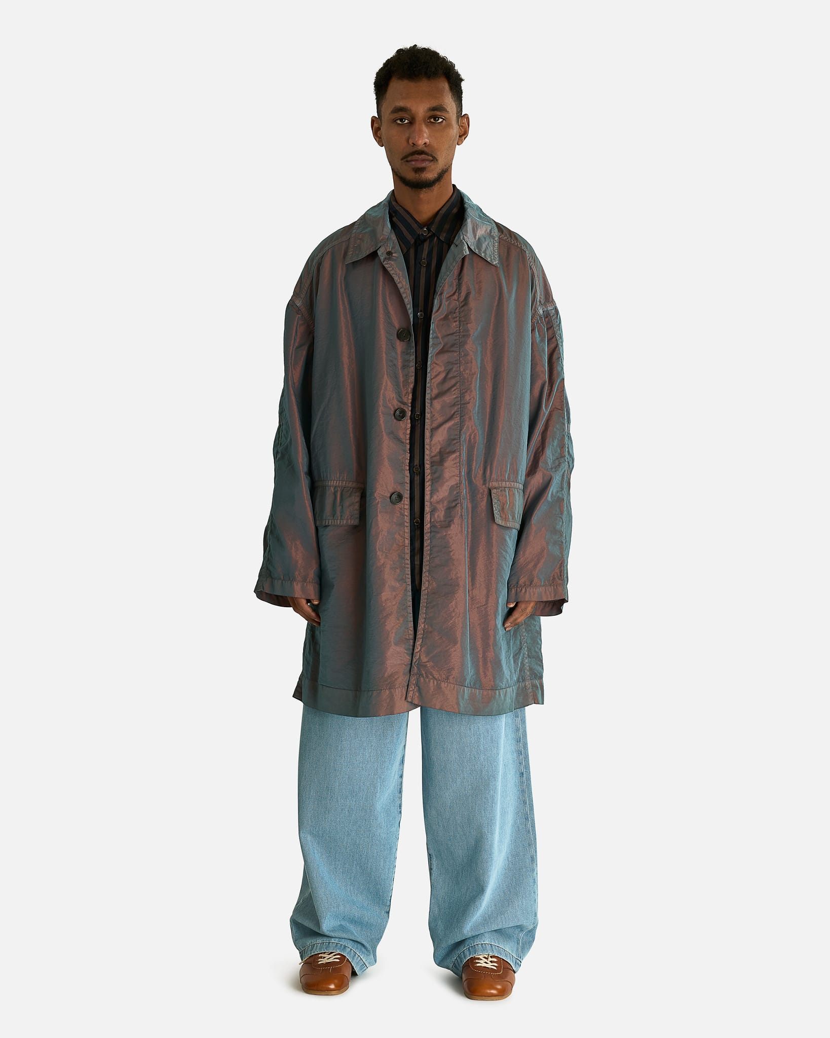 Dries Van Noten Men's Coats Robin GD Coat in Sky