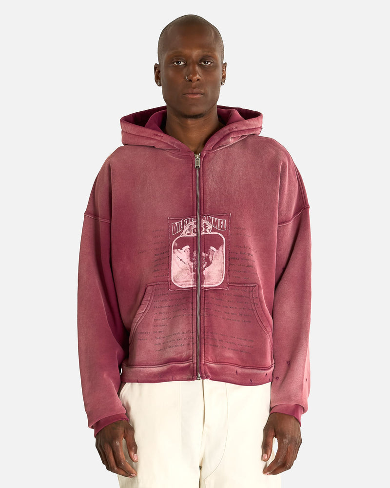 Rock Paper Scissors II Assemblage Zip Hoodie in Maroon – SVRN