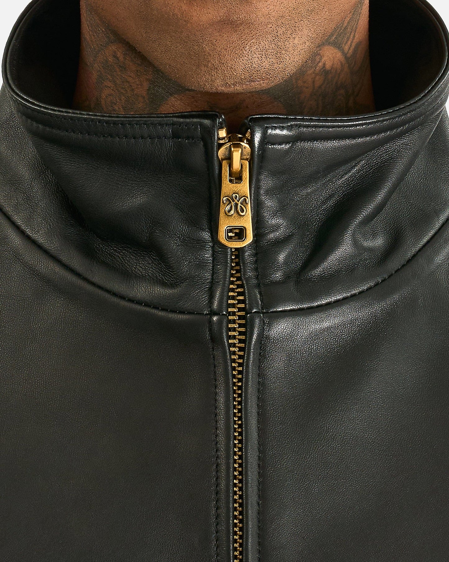 Willy Chavarria Men's Jackets Ruff Rider Leather Jacket in Black