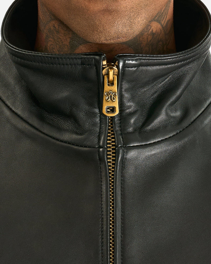 Willy Chavarria Men's Jackets Ruff Rider Leather Jacket in Black