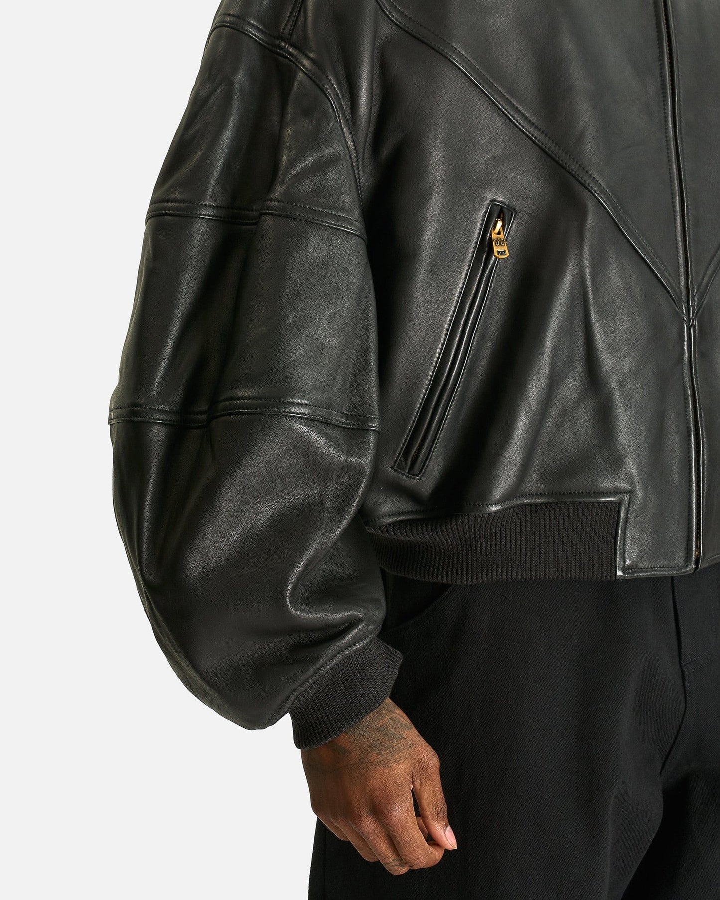 Willy Chavarria Men's Jackets Ruff Rider Leather Jacket in Black