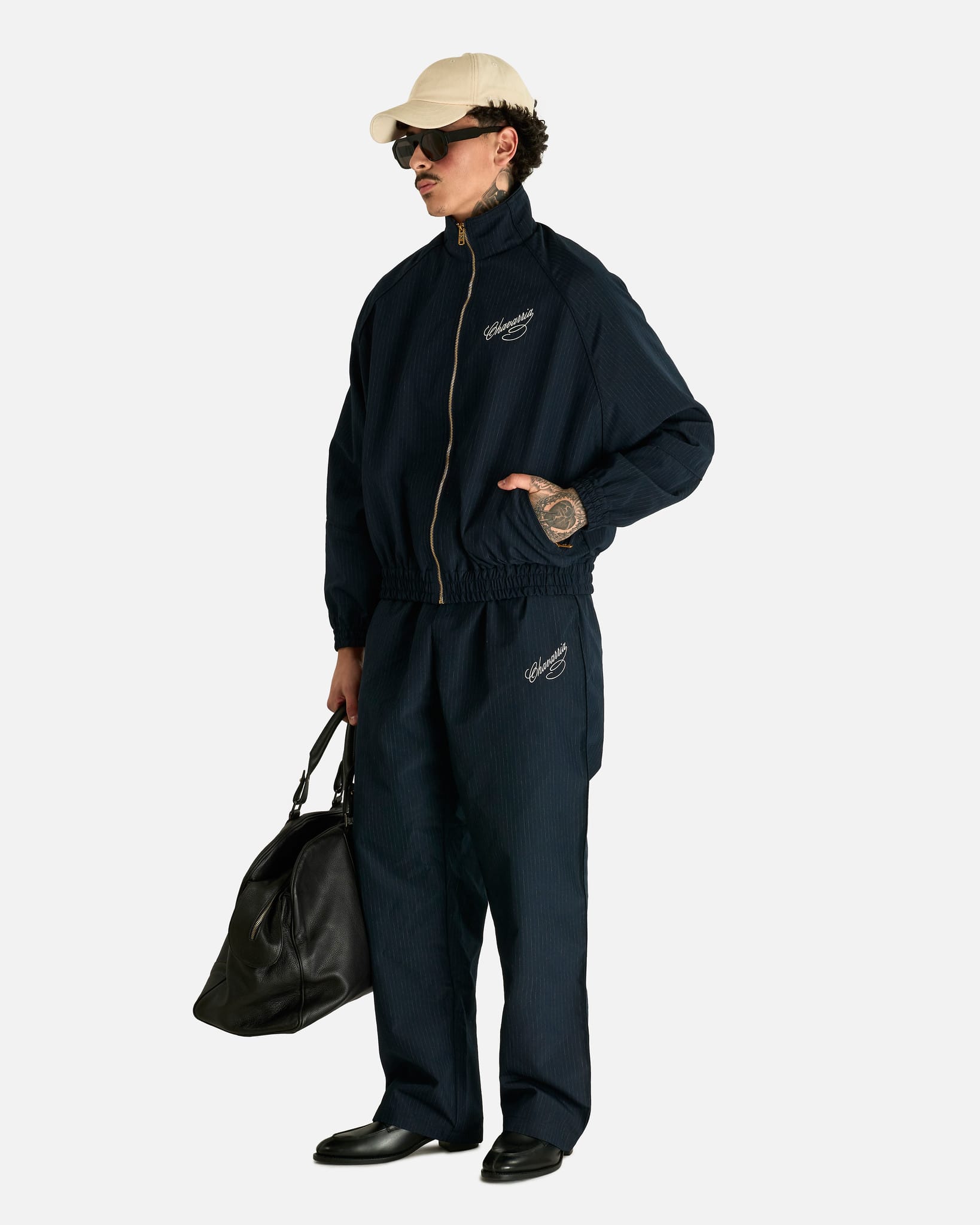 Willy Chavarria Men's Pants Ruff Rider Track Pant in Peacoat Stripe