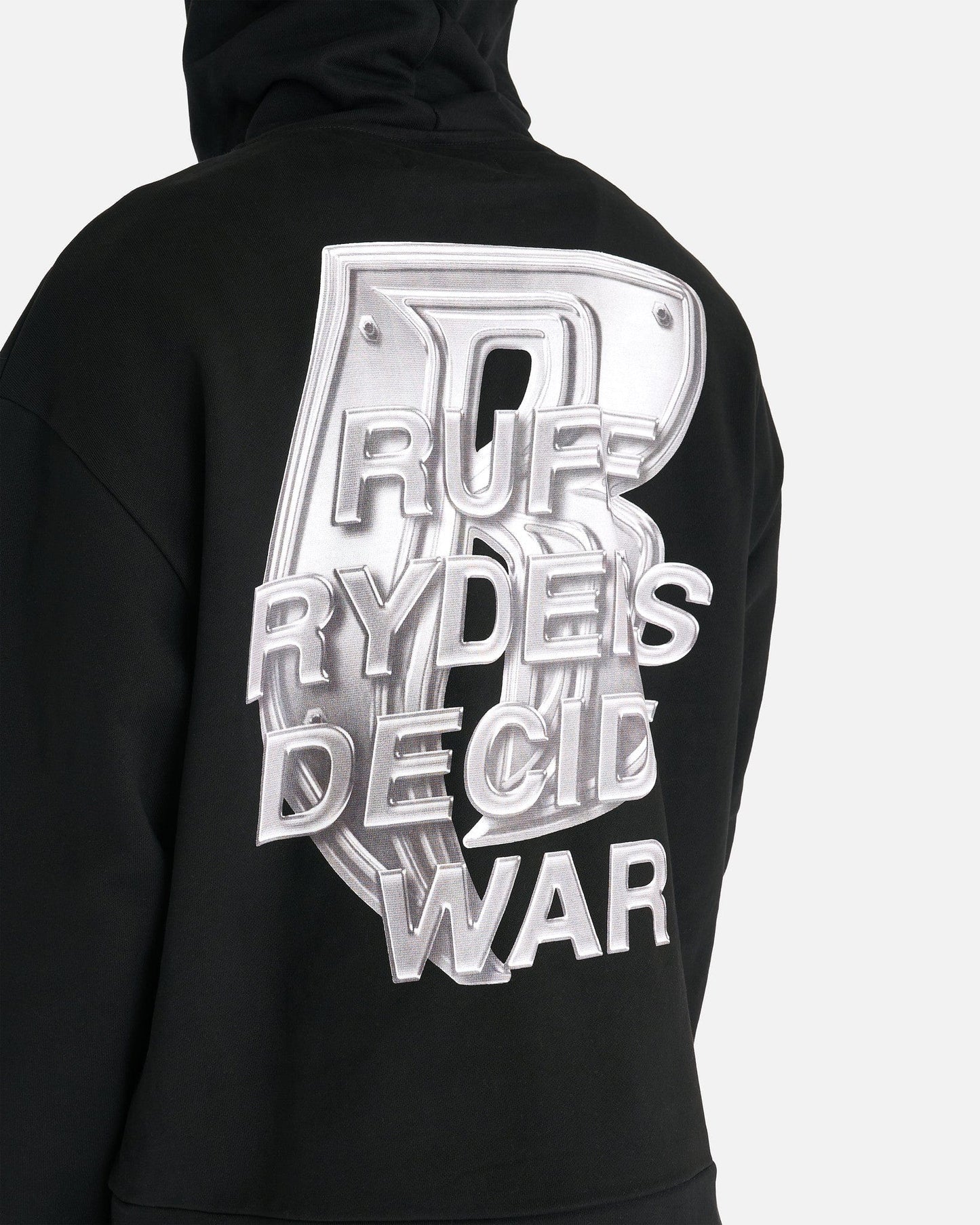 Who Decides War Men's Sweatshirts Ruff Ryder Hooded Sweatshirt in Coal