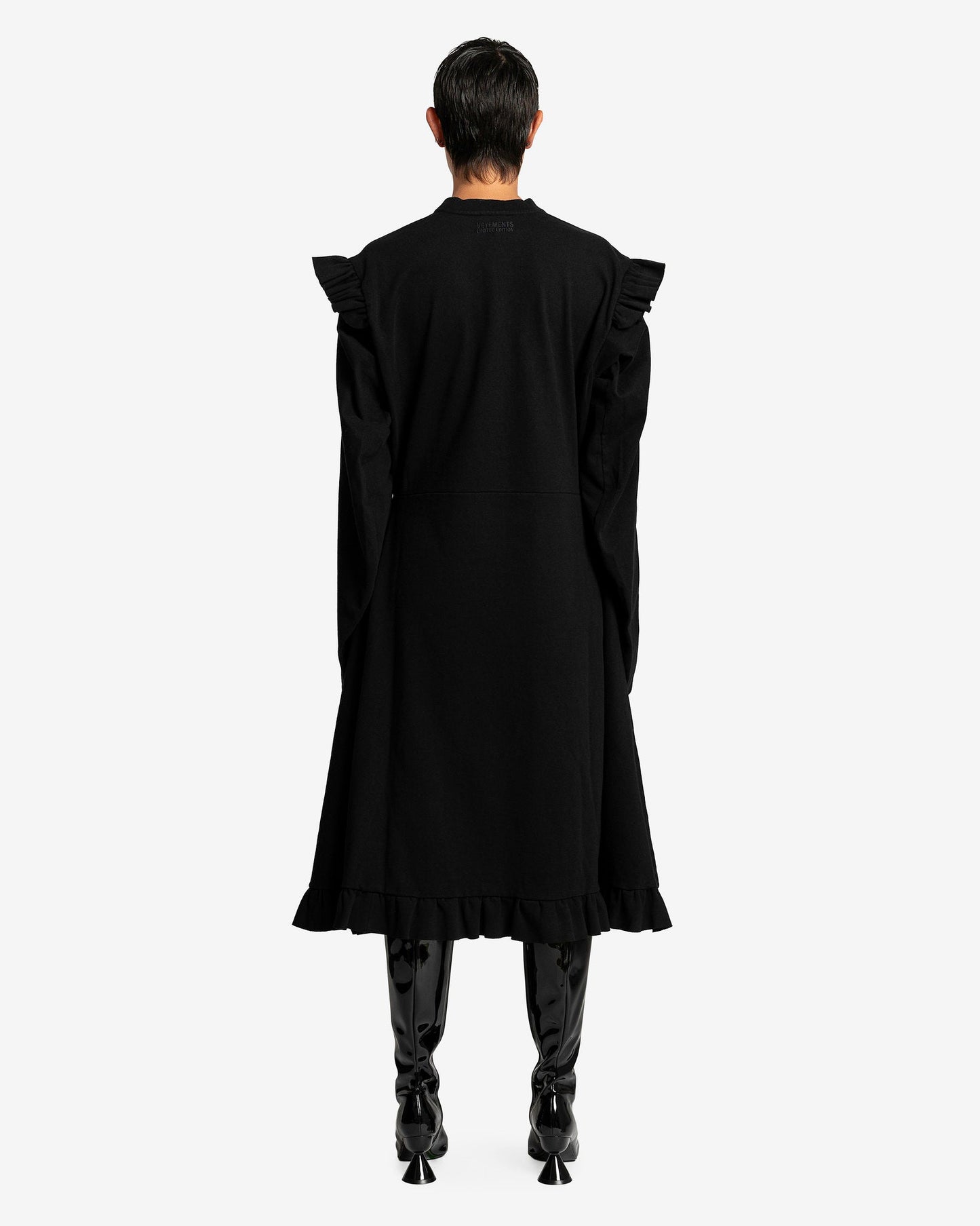 Ruffle Jersey Dress in Black SVRN Ruffle Jersey Dress in Black SVRN