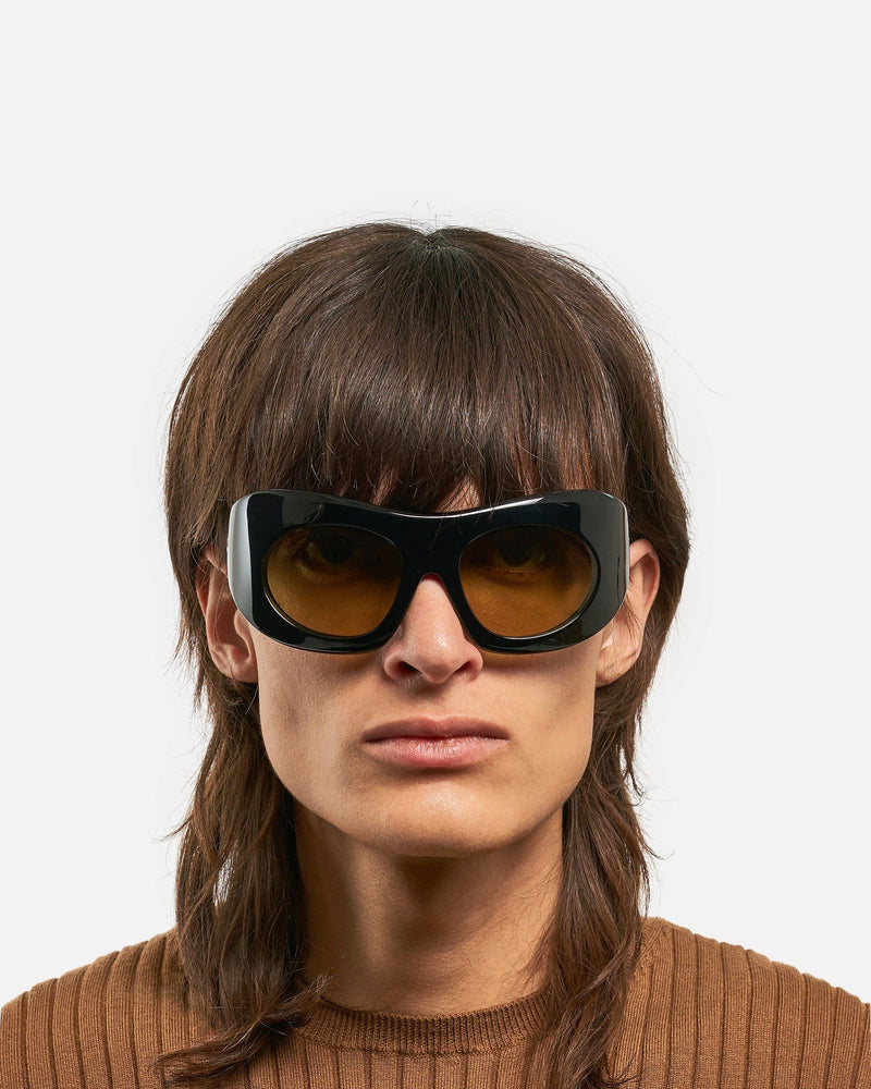 Port Tanger Eyewear O/S Ruh in Black Acetate/Warm Olive Lens