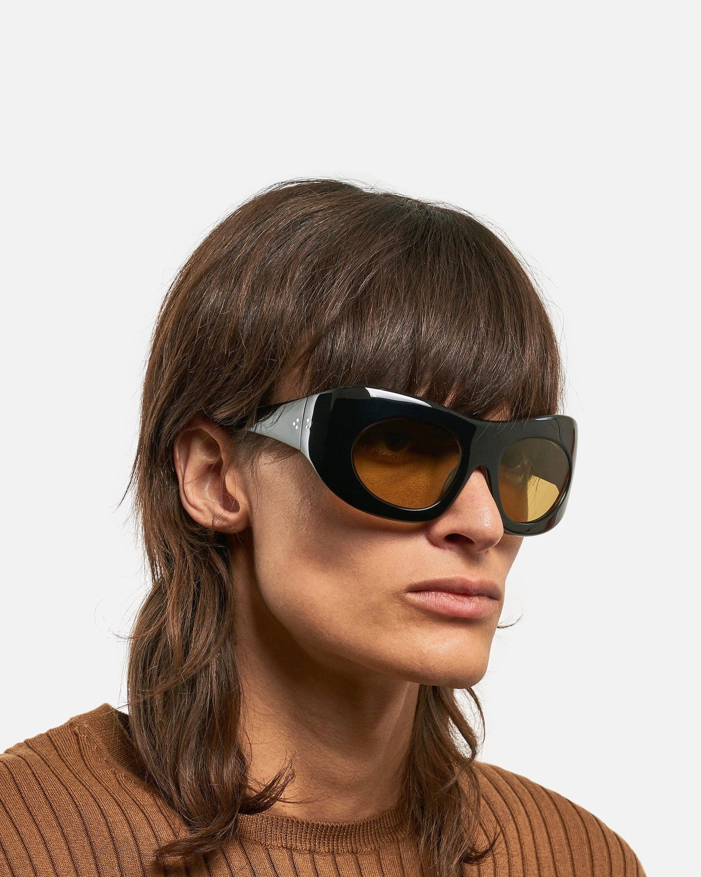 Port Tanger Eyewear O/S Ruh in Black Acetate/Warm Olive Lens