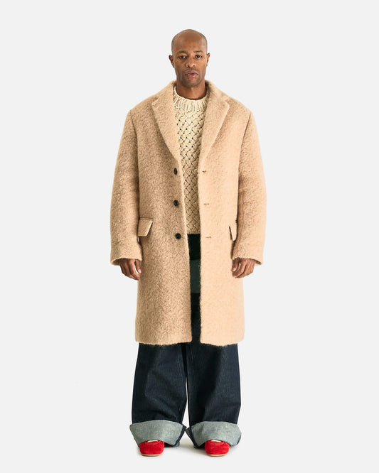 Dries Van Noten Men's Coat M Rustic Coat in Beige