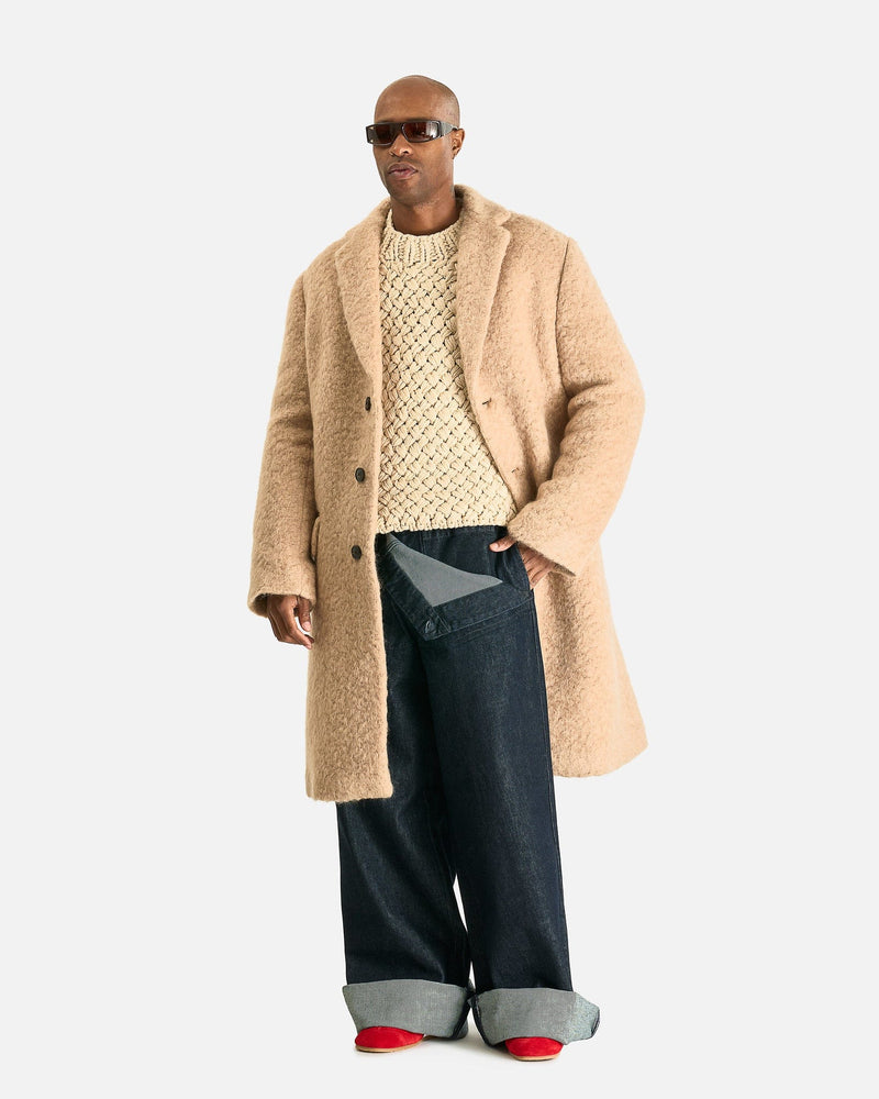 Dries Van Noten Men's Coat M Rustic Coat in Beige