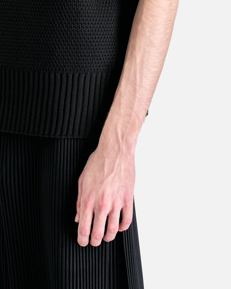 Homme Plissé Issey Miyake Men's Tops OS Rustic Knit Shirt in Black