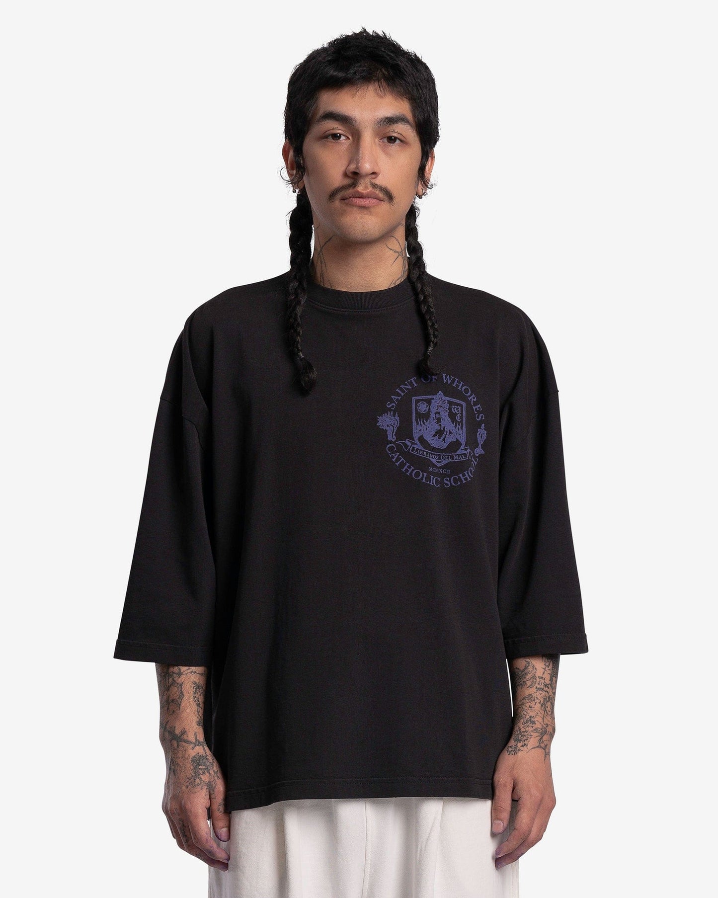 Willy Chavarria Men's T-Shirts Saint Whores T-Shirt in Black