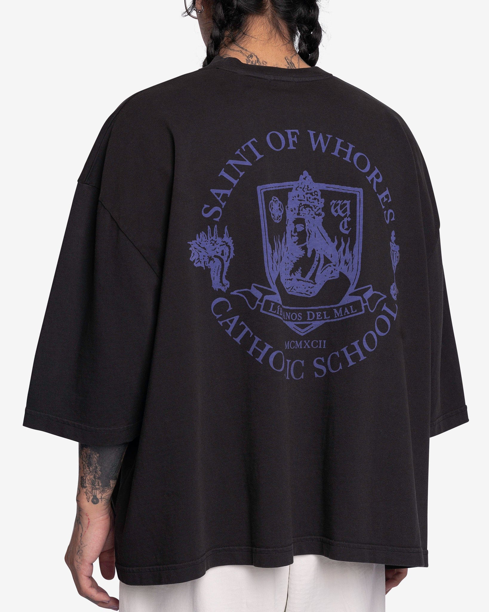 Willy Chavarria Men's T-Shirts Saint Whores T-Shirt in Black