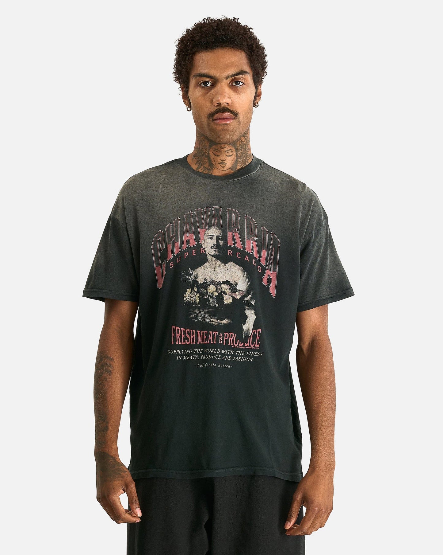 Willy Chavarria Men's T-Shirts San Chachi Produce Easy Tee in Black